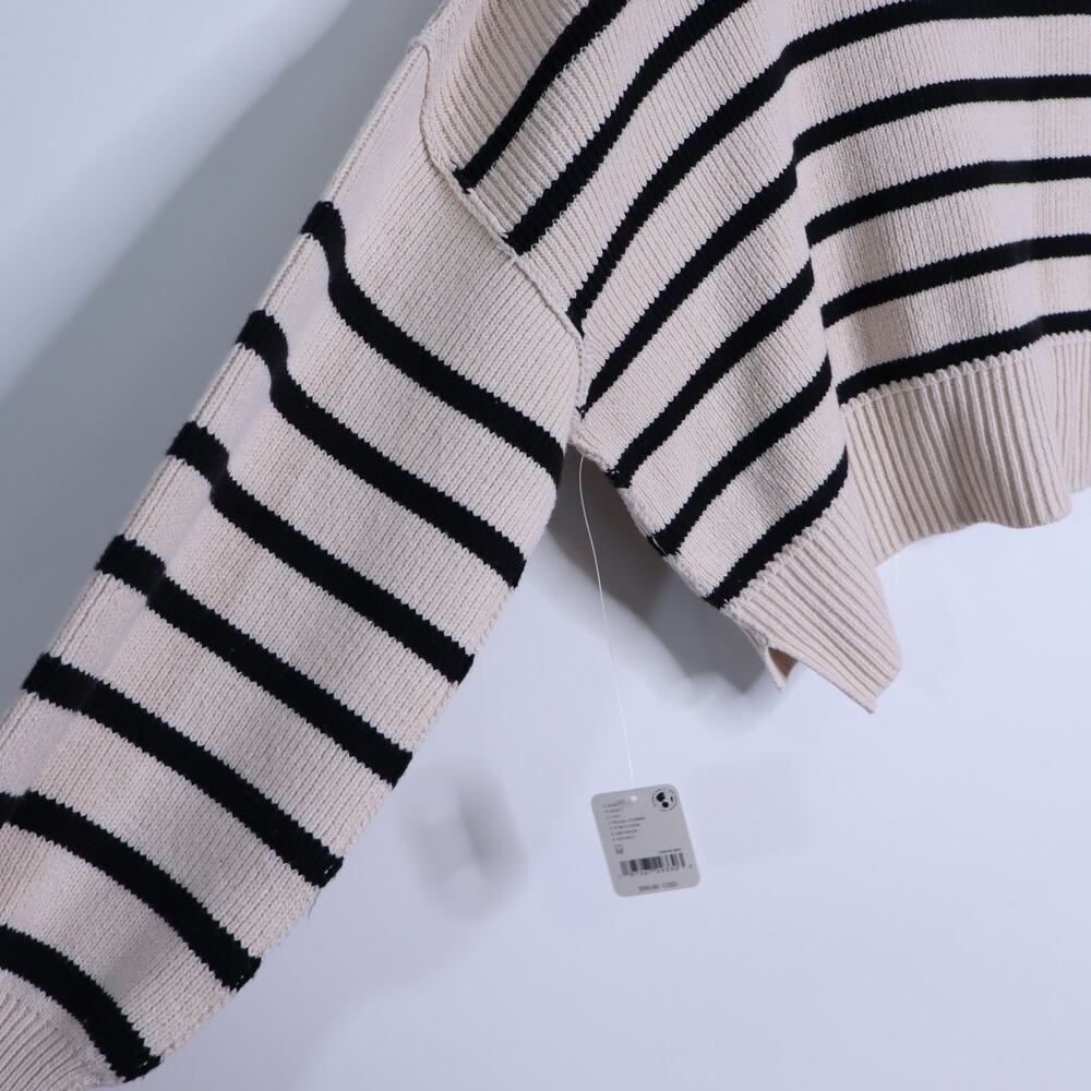 FREE PEOPLE Stripe Easy Street Crop Sweater NWT Pearl Combo Pullover Women's M - Picture 9 of 12